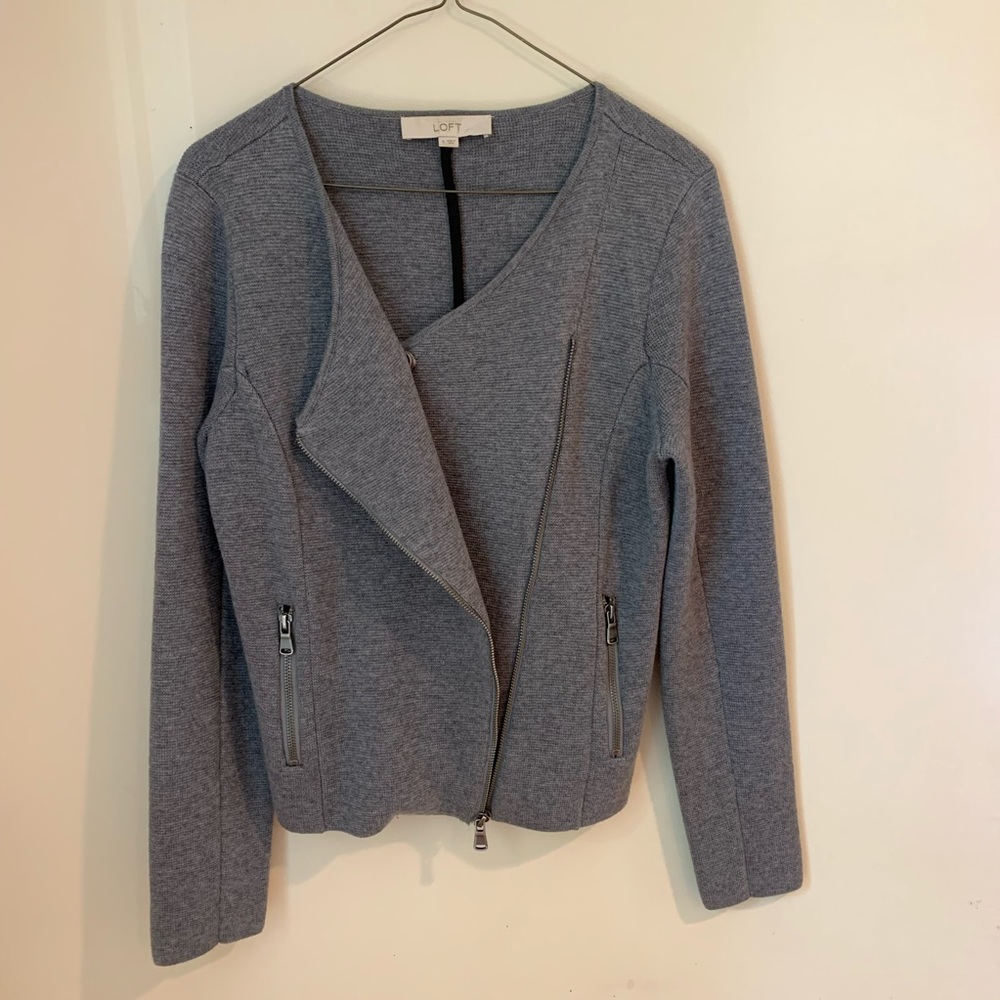 LOFT biker inspired grey jacket - Picture 3 of 7